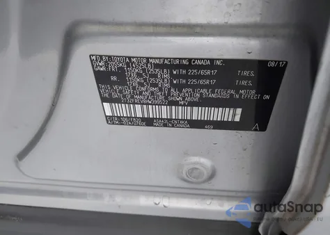 2017 Toyota Rav4 Le из США, поврежденный, VIN 2T3ZFREV8HW399522